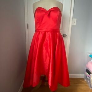 Formal dress, strapless, red. For prom or wedding guest. Tagged.